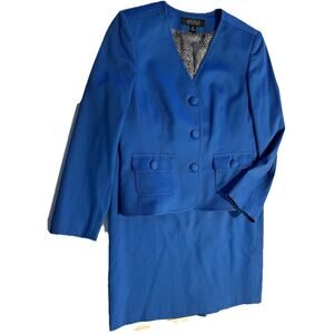 Kasper Womens Sz 10 Blue Skirt Suit Set Blazer Vintage Career Professional Chic